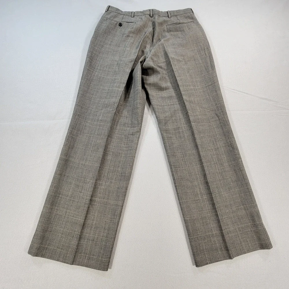 Oscar de la Renta 2 Piece Suit 100% Wool Glen Plaid Gray Classic Men's 42R 34x30